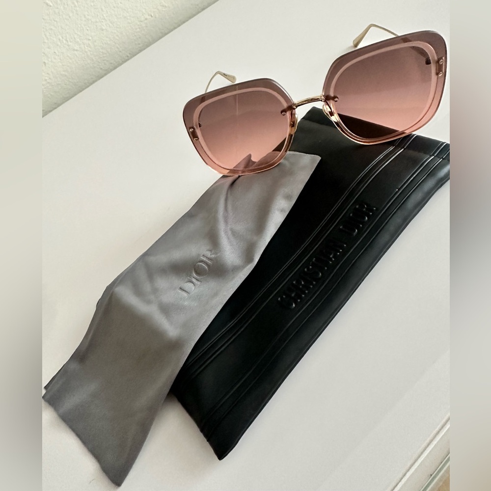 Dior Pink Geometric Sunglasses with Gradient Lenses